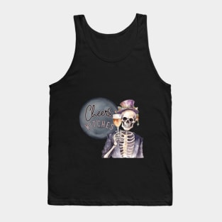 Cheers Witches Skeleton with Halloween Libations Tank Top